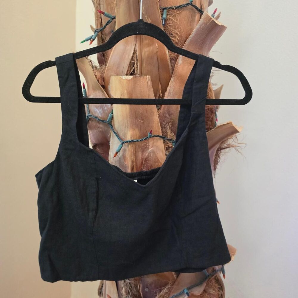 NWT A New Day Black Linen Blend Crop
